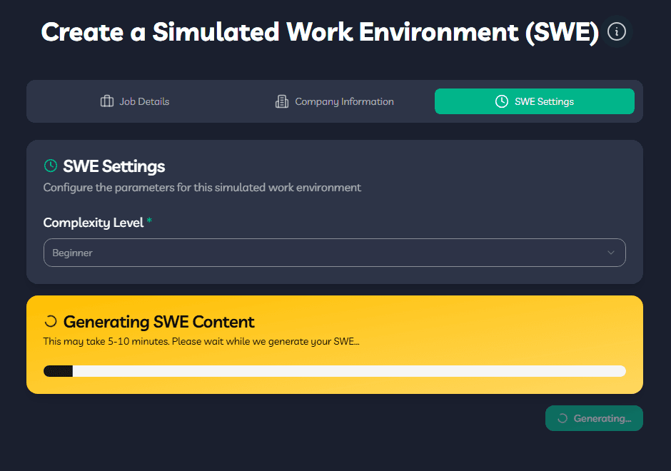 Generate a simulated work environment